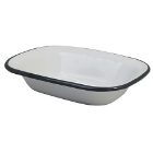 Pie Dish Rect White Enamel Grey Rim  350ml 18x13x4cm