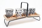 Canndle Pots x4 on Woooden & Metal Stand AZTEC Design