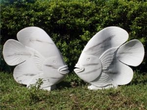 Garden Ornament FISH PAIR BLK & WHT Colour 70cm