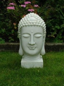 Garden Ornament BUDDHA HEAD BUST WHITE Colour 52cm