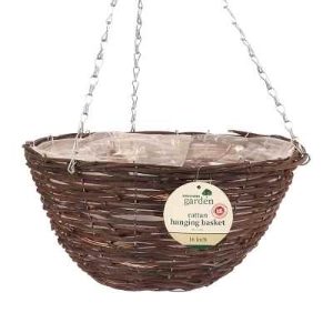 "Hanging Basket 16"" 40cm Rattan DARK"