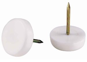 Glide Feet for Furniture Nail in White 22mm Head x4