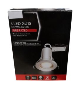 Downlight GU10 Fire Rated Br.Chrome x4+4Watt LED WW Lamp